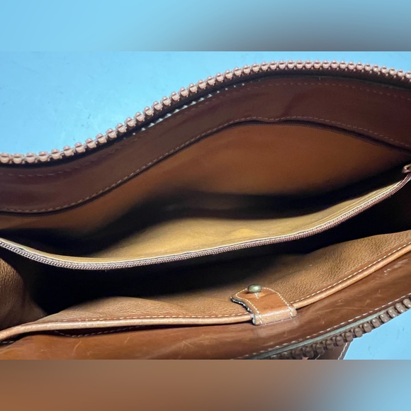 Vintage Dooney & Bourke DB Shell Brown Leather Purse Hand Bag Shoulder Bag - Picture 4 of 10